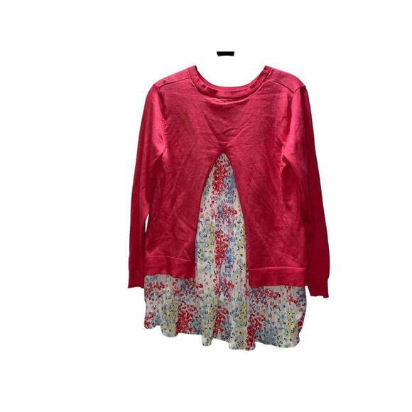 Time and Tru Women's Layered Sweater - Pink Floral Hem - Picture 3 of 4
